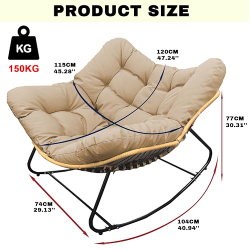 Fauteuil à bascule ergonomique vert clair intérieur extérieur - 4