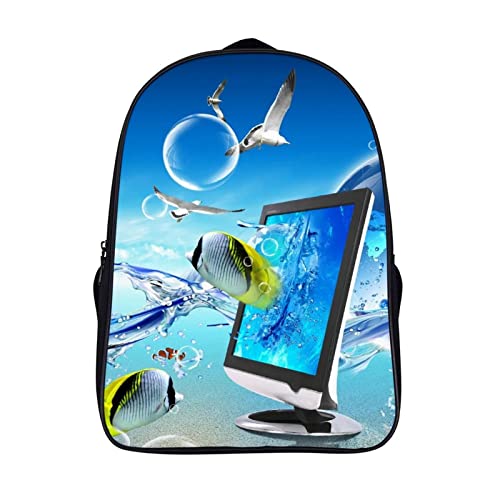 Sac à dos scolaire 3D poisson stylé pour adolescent au collège et lycée