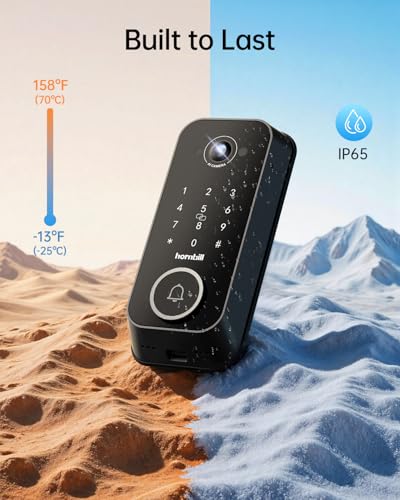 Hornbill Video Smart Lock with Camera: 10-in-1 Ring+2K Camera+Doorbell+Fingerprint Keyless Entry Door Lock, Built-in WiFi Deadbolt(only 2.4G), Two-Way Audio/App Remote Control/PIR, No Monthly Fee - image 8