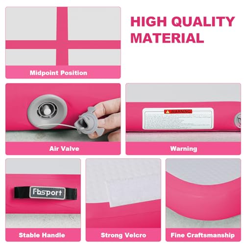 FBSPORT Inflatable Gymnastics Air Tumbling Track Mat Pink Length 6.6ft Thickness 4 inches, Air Tumble Track Mat with Electric Air Pump for Home Use Training Cheerleading Yoga Water Gym Park by FBSPORT - Image 5