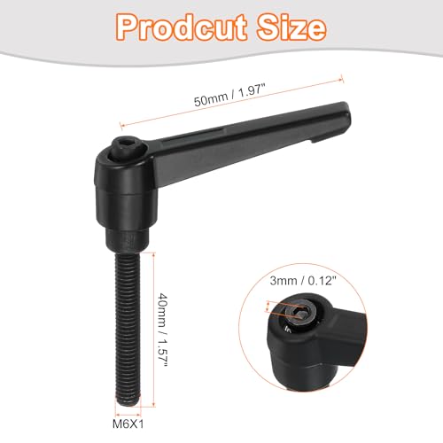 Image of uxcell 4Pcs M6 x 40mm Adjustable Knobs Handle Male Thread Push Button Ratchet Quick Release Locking Rotating Bolt for Lathe Machinery, Black