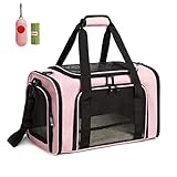 ROSEBB Cat Carrier Dog Carrier Pet Carrier Cat Bags for Small Medium Cats Dogs Puppies of 15 Lbs,of Airline Approved Small Dog Bag Soft Sided,Collapsible Travel Puppy Carrier (Medium, Pink)