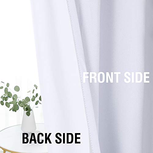 H.VERSAILTEX Cortinas de linho 100% blackout brancas brilhantes 100 polegadas de comprimento para o