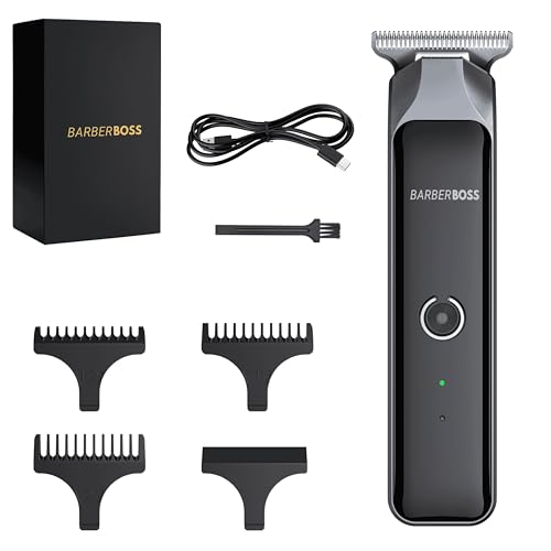 BarberBoss Rechargeable Beard Clipper for Men: Cordless Beard Groomer, Precision Haircut Tool, Men’s Clipper Set with 3 Guide Combs – Complete Grooming Kit