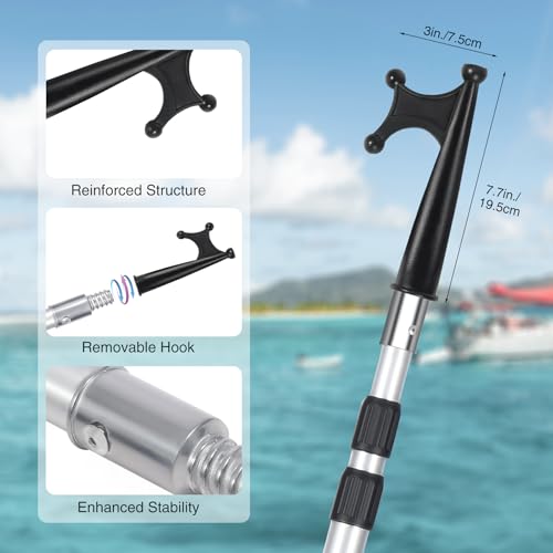 Lineslife Boat Hooks for Docking,4-8ft Telescoping Pole with Hook,Sturdy and Lightweight Push Pole for Boat Accessories - Thumbnail 5