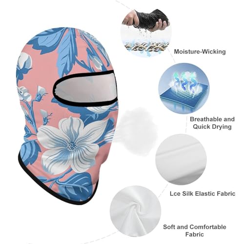 Balaclava para hombre, máscara para esquiar para mujer con flores blancas y azules, cubre rostro completo para ciclismo miniatura 3