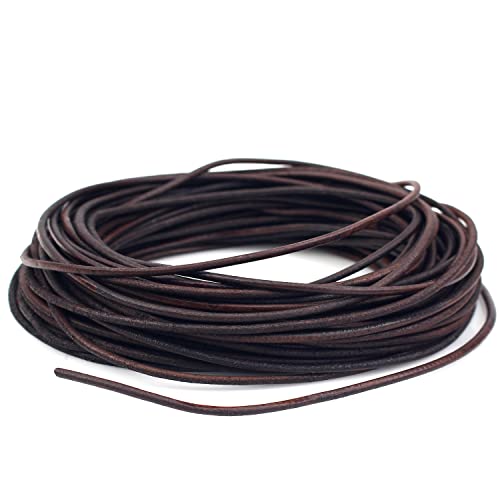 RUBY ca. 20m x 2mm Echtes Lederband Lederriemen,Classic Lederband Kette,Lederbänder für Ketten,Lederschnur für DIY-Schmuck Wie Armbänder,Halsketten und Uhrenarmbänder (Öliges Braun-2mm)