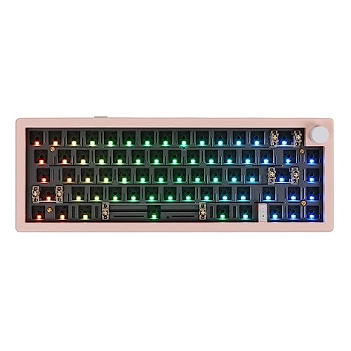 EPOMAKER EK68 65% Bluetooth Gaming Keyboard DIY Kit, Hot Swappable Gasket Mount PCB Mounting Plate Mechanical Keyboard with South-Facing LEDs, Triple Mode, VIA Programmable for Win/Mac (Pink)