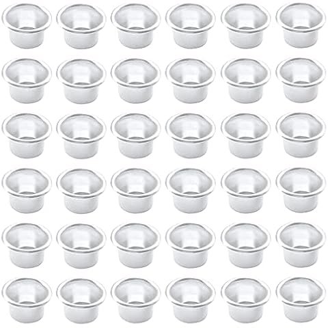 XINCHAO 36 Pcs Candle Cups Aluminium Mini Candle Stick Holder 18mm Metal Candle Holder Candlestick for Home, Wedding, Party, Dinner Decoration, Silver Cover