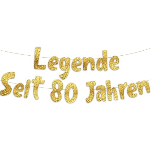 Lustige Banner, Glitzerbanner Legende Seit 80 Jahren, Partyzubehör zum 80. Geburtstag Cover