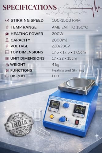 Image of DIGITAL MAGNETIC STIRRER WITH HOT PLATE 150℃ /302F | 100-1800 rpm | 2L | 110V Support Stand Stir Bar Retriever Temp Probe Sensor Stir Bars Included Digital RPM(Warranty-1 year)