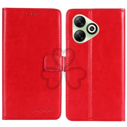 TienJueShi Red Book Stand Retro Flip Leather Protector Phone Wallet Gel Cover Etui TPU Silicone Case For Infinix Smart 10 HD X65