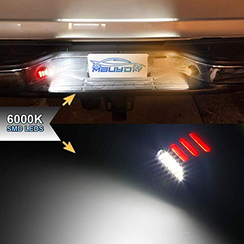 Mbuydiy Led License Plate Light Lamp Assembly With Red Oled Neon Tube Compatible With Chevy Silverado Gmc Sierra 1999-2013, Suburban Avalanche Tahoe Yukon Black Housing 6000K White, Pack Of 2 #TOP5