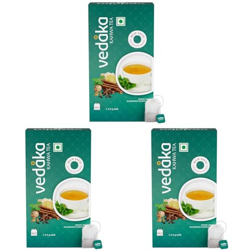 Image of Vedaka Detox Khawa Tea 100 Teabags | Contains Salt, Ginger, Tulsi, Cinnamon, Black Pepper, Cloves, Nutmeg, Asafoetida & Cardamom Seed | 2.5G Each, 250G (Pack of 3)