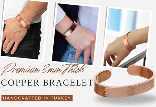 DEMMEX 3mm Thick Copper Bracelet for Men & Women – 100% Pure Solid Turkish Copper Cuff Bangle, Heavy-Gauge & Uncoated, Non-Magnetic – 1/8" Thickness, Thickest of Its Kind2