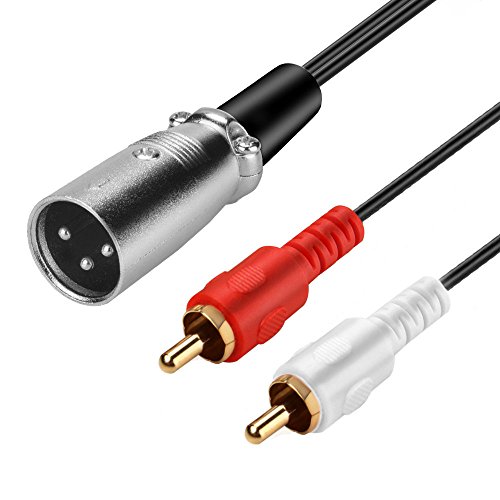 BATIGE Dual 2 RCA Male Plug to XLR Male Adapter Spiltter Patch Cable Cord Audio Cable - 6 inch