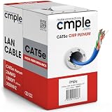 Cmple - Cat5e Plenum Cable 1000ft, CMP, Blue 350MHz Gigabit Ethernet Solid Network Internet Bulk UTP