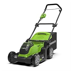 Greenworks Akku-Rasenmäher G40LM41 (Li-Ion 40V 41cm Schnittbreite bis 600m² Mähfläche 2in1 Mulchen und Mähen 50l Grasfangkorb 5-fache zentrale Schnitthöhenverstellung ohne Akku und Ladegerät)