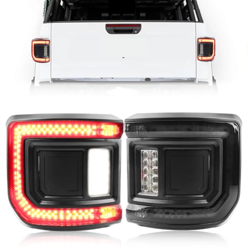 AIONIXER LED Tail Lights Compatible with Je-ep Gladiator JT 2020-2025, High-Brightness Taillight Rear Lamp Assembly, Smoked Lens