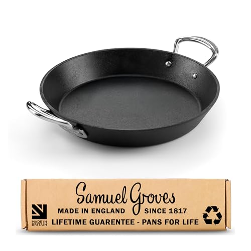 Samuel Groves Britannia Recycled 20cm Cast Iron Skillet with Side Handles, British Made Frying Pan, Pre-Seasoned, Induction & Oven Safe, Sustainable Cookware - Britain's Oldest Cookware Brand