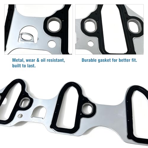 Image of Intake Manifold Gasket Ms92211 Ms18007 Ms4657 Ms16340 Compatible with Tahoe 00-03 5.3l 4.8l Silverado /Sierra 01-03 6.0L Silverado /Sierra /Yukon XL /Suburban /Avalanche 1500 02 03 5.3L, Aluminum