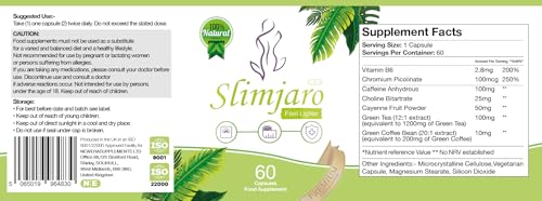 Slim Jaro Vegan Food Supplement, 60 Capsules, Boost Energy, Weight Support, Gluten Free, Slimjaro - Image 5