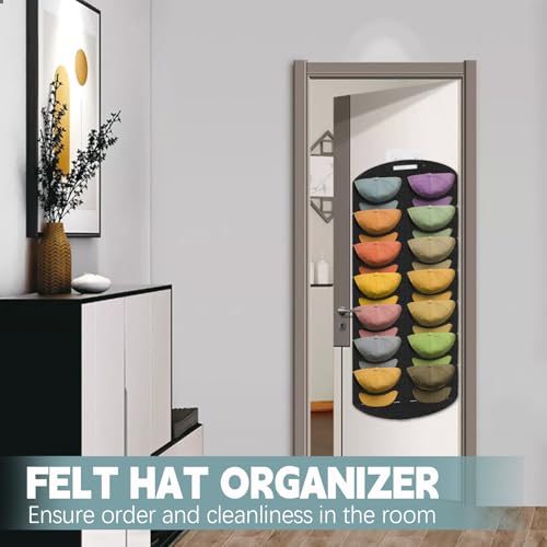 LZYDKH Cap Halterung Wand, Doppelte Reihe Baseball Kappenhalter Huthalter Wand Mützen Aufbewahrung Faltbar Tür Rückwand mit 14 Taschen Hut Organizer für Baseballmützen(Schwarz)