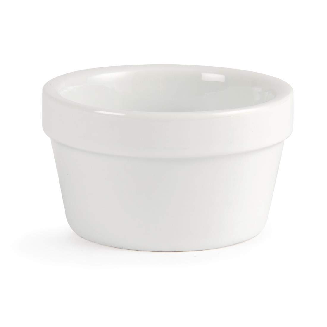 Olympia Mediterranean Ramekins White 77mm Porcelain Dishes Bakeware 6pc