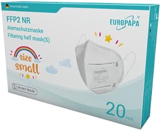 EUROPAPA® 20 x FFP2 maska S w małym rozmiarze, ochrona jamy ustnej, maski ochronne do oddychania, 5-warstwowe, higieniczne, pakowane pojedynczo, EU 2016/425