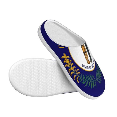 Cozy Kentucky State Flag print Slippers Indoor and Outdoor Fuzzy House Shoes Anti-Skid Sole Gifts for Women Indoor Scuff3
