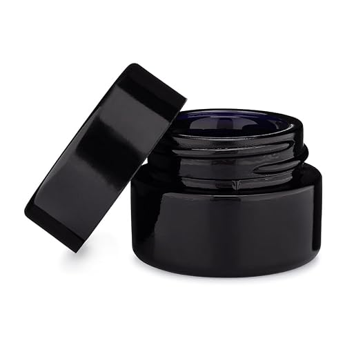 Infinity Jars Classic Black Glass Jar 5 ml, Airtight Smell Proof, 5 Pack