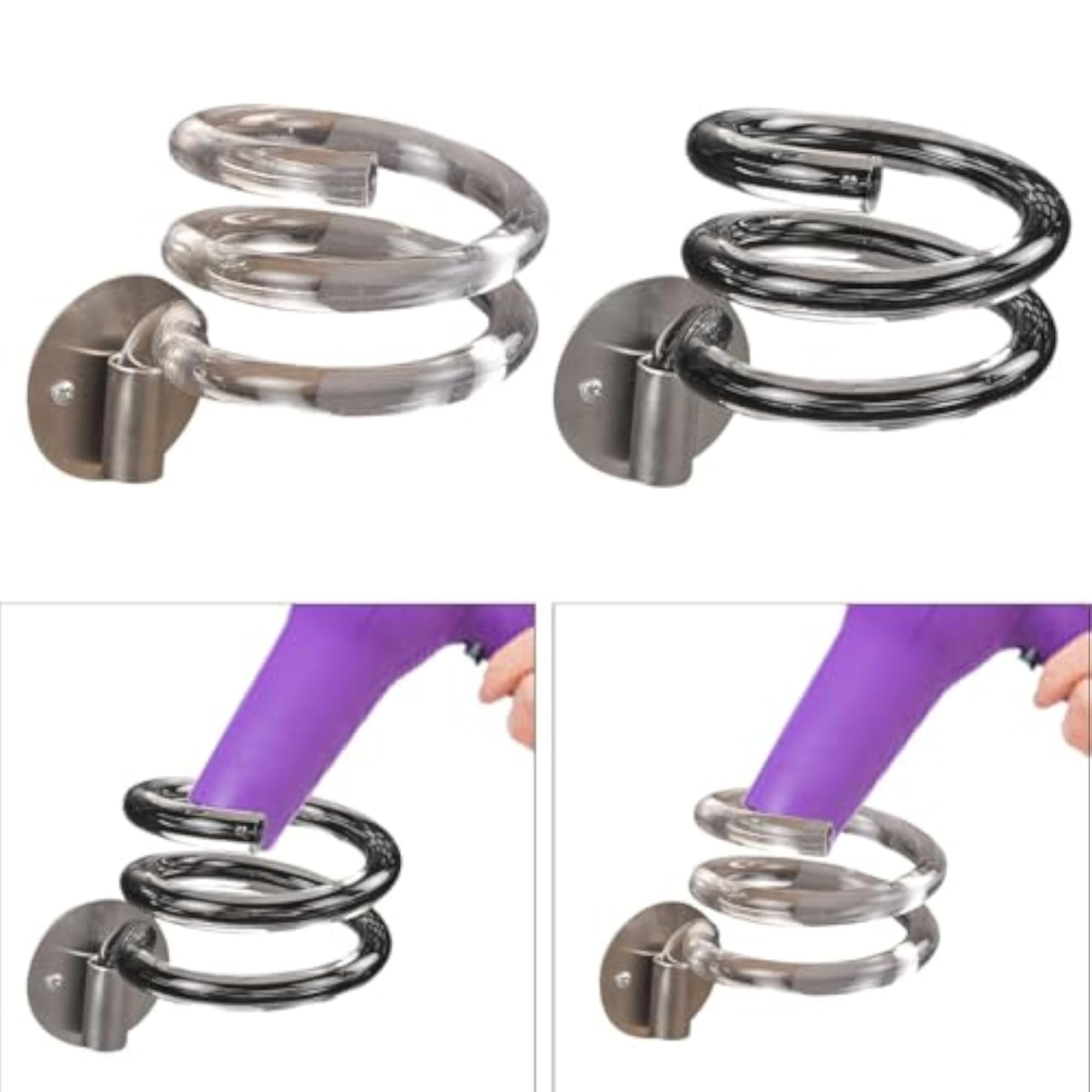 Hair Dryer Holder Wall Mount Compact Blow Dryer Rack