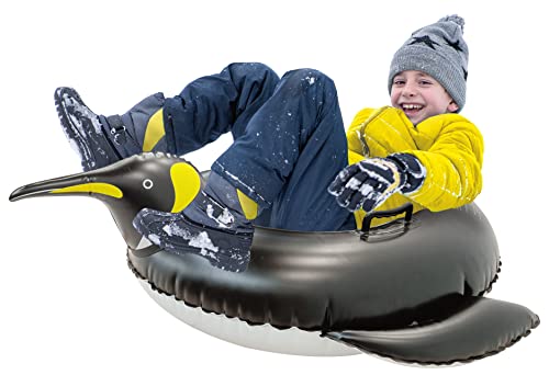 MinnARK Sports Penguin Snow Tube: Inflatable Snow Toy for Kids, Winter Sled, Animal Snow Toy