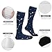 4SEE Women's Outdoor Casual Fashion Crew Socks, Lightweight Elastic Constellation Galaxy Starry Night Stars Glow In The Dark Midnight and Ultra Soft Sock for Running, Hiking, Walking Wear