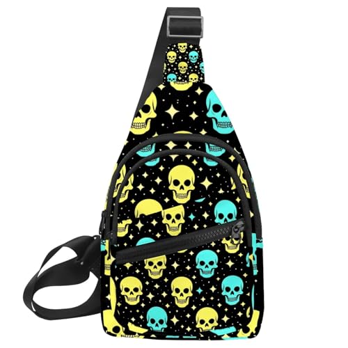 Sac banane jaune et bleu fluo et sac à dos à bandoulière de voyage multicolore