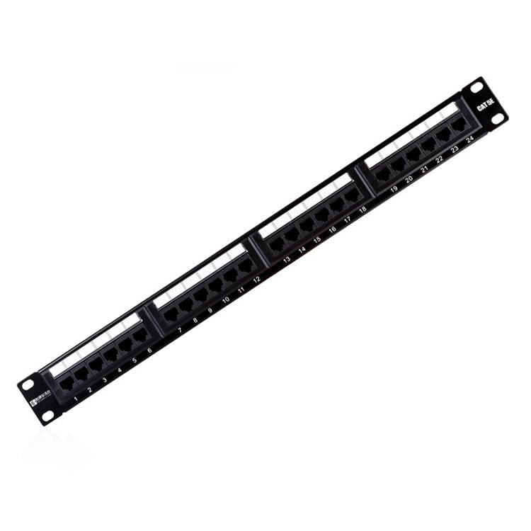 Super Category 5 24-Port Network Patch Panel, Cabinet Special Engineering Gold-Plated 24-Port Network Cable Distribution Frame 19 inches