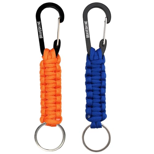 Image of BRAVESHINE Paracord Keychain Carabiner Clip, D Ring Lanyard Hanger Stroller Hook for Water Bottle, Key, Backpacks, Men, Women