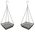2 Pack Hanging Bird Feeder Tray Platform Metal Mesh Seed Tray for Bird Feeding Outdoor Garden Decoration for Backyard Attracting Wildbirds