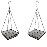 2 Pack Hanging Bird Feeder Tray Platform Metal Mesh Seed Tray for Bird Feeding Outdoor Garden Decoration for Backyard Attracting Wildbirds