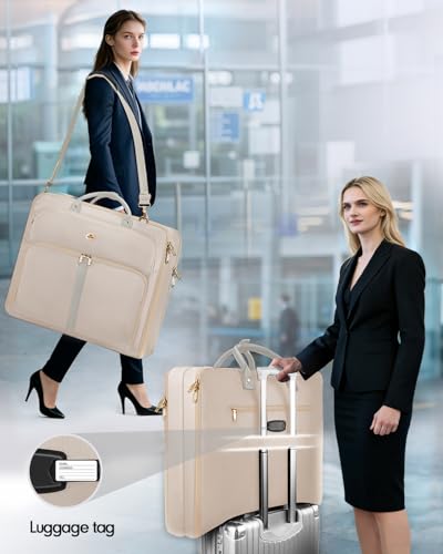 MATEIN Garment Bags for Travel for Women, Large Garment Bags for Hanging Clothes Up to 7 Suits, Business Convertible Travel Suit Carrier with Strap, Foldable Suitcase Luggage Fit 17.3" laptop, Beige thumbnail 6