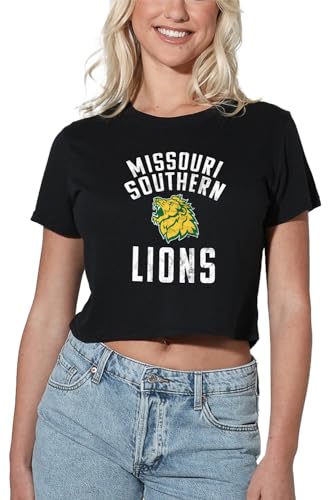 Missouri Southern State University Lions Logo Women's Crop Top, Black, L