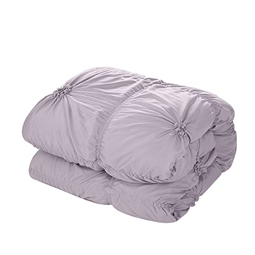 Chic Home Cs1441-An Halpert Floral Pinch Pleat Ruffled Designer Embellished Queen Comforter Set, 6-Piece, Lavender #TOP5