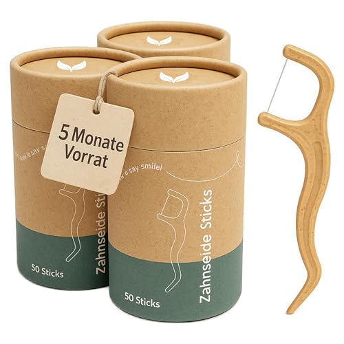 VIGOROUS Lot de 150 bâtonnets de fil dentaire durables - Pour le nettoyage des dents - Porte-fil dentaire végétalien - Médiators non cirés pour l'hygiène dentaire - Bâtonnets dentaires pour adultes et