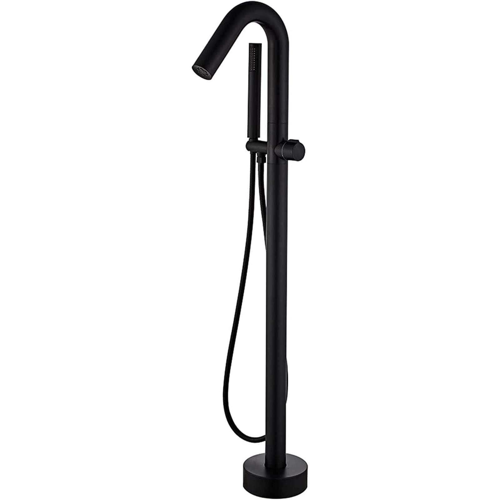 CWCQGH Freestanding Bathtub Faucet Black, Bathtub Faucet with Hand Shower, Single Handle Floor Mount Bathtub Faucet, Bath Shower Mixer Tap, Tub Filler Faucet, Brass