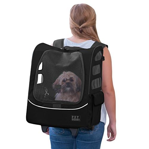 Pet Gear I-GO2 Roller Backpack, Travel Carrier, Car Seat for Cats/Dogs, Mesh Ventilation, Included Tether, Telescoping Handle, Storage Pouch, 1 Model, Available in 6 Colors