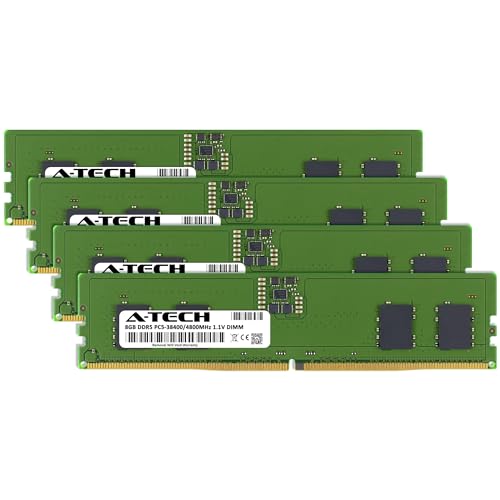 Image of A-Tech 32GB Kit (4x8GB) DDR5 4800MHz PC5-38400 CL40 UDIMM 1.1V Non-ECC Unbuffered DIMM 288-Pin Desktop PC /Computer RAM Memory Upgrade Modules