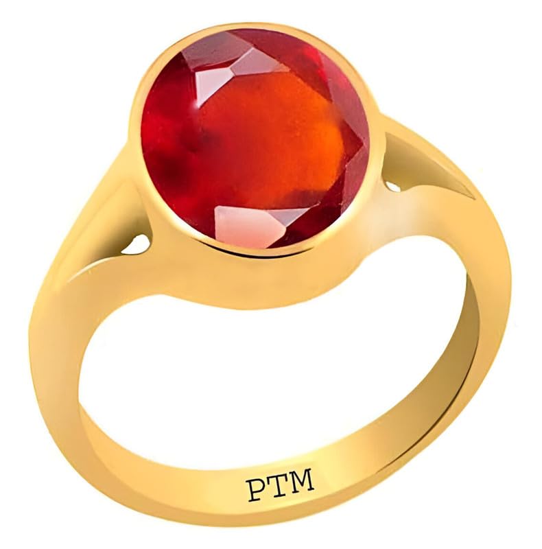 PTM Panchdhatu (5 metals) Hessonite (Gomed) 3.25 to 10.25 Ratti or 3.00 to 9.50 carat Astrological Gemstone 22K Gold Plated Ring for Men & Women