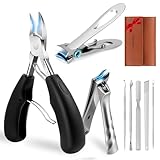 Toenail Clippers for Seniors Thick Toenails: 2026 Heavy Duty Angled Head Large Toe Nail Clippers Set - Wide Opening Nail Cutter with Long Handle Ingrown Toenail Clippers and Nail File