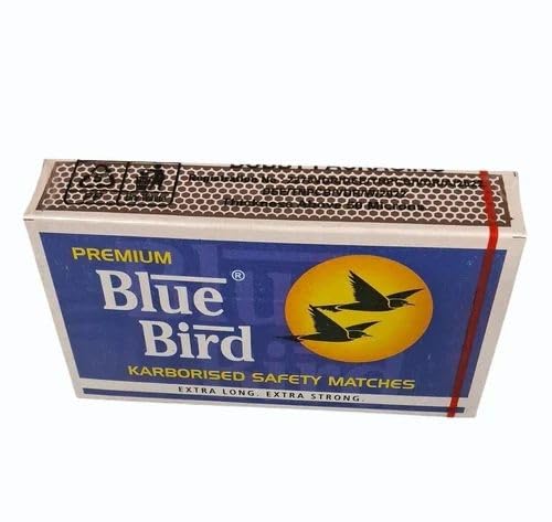 Image of Blue Bird Matchbox Sticks, Match Boxes Packet of 9 (Avg. 40 Karborised Extra Long Matchstick) Large Safety Matches | Matchsticks for Candles, Match Box for Pooja, Matchbox for Home, Kitchen