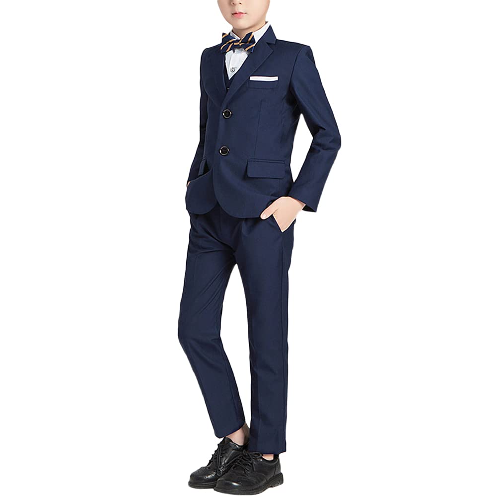 HONGBI Conjunto de Esmoquin Ajustado para Bebés Niños,Traje Formal de Boda,Traje de Ceremonia,Conjunto de Trajes de Chaleco Chaqueta para Bautizo Comunión 2-12 Años Chicos Graduación Trajes